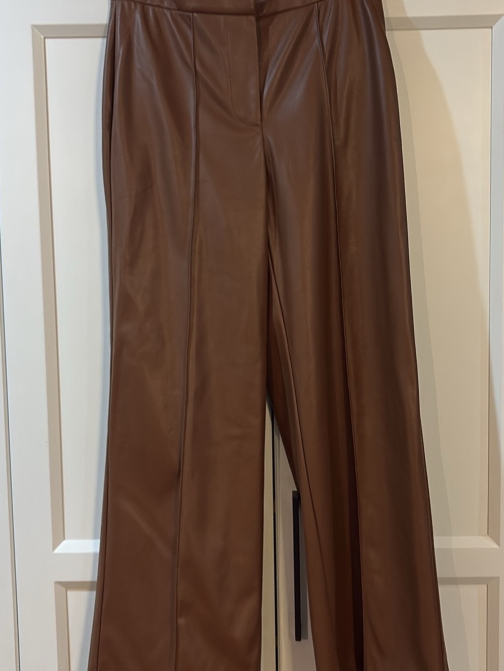 Nine West Brown Faux Leather Wide-Leg Pants